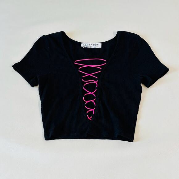 Emma & Sam Lace Up Crop Top from LF - Picture 1 of 4